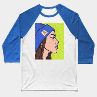 Blue Knit Comic Girl Baseball T-Shirt